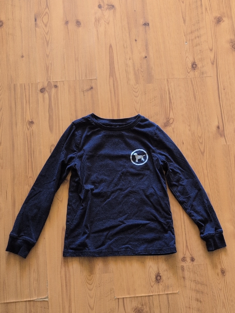 crown & ivy Navy Long-Sleeve Tee with White Dog Emblem
